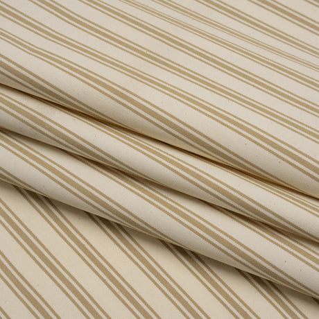 Cotton Twill - Beige and Ivory Ticking Stripes - Deadstock