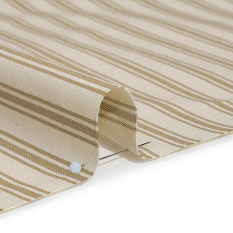 Cotton Twill - Beige and Ivory Ticking Stripes - Deadstock