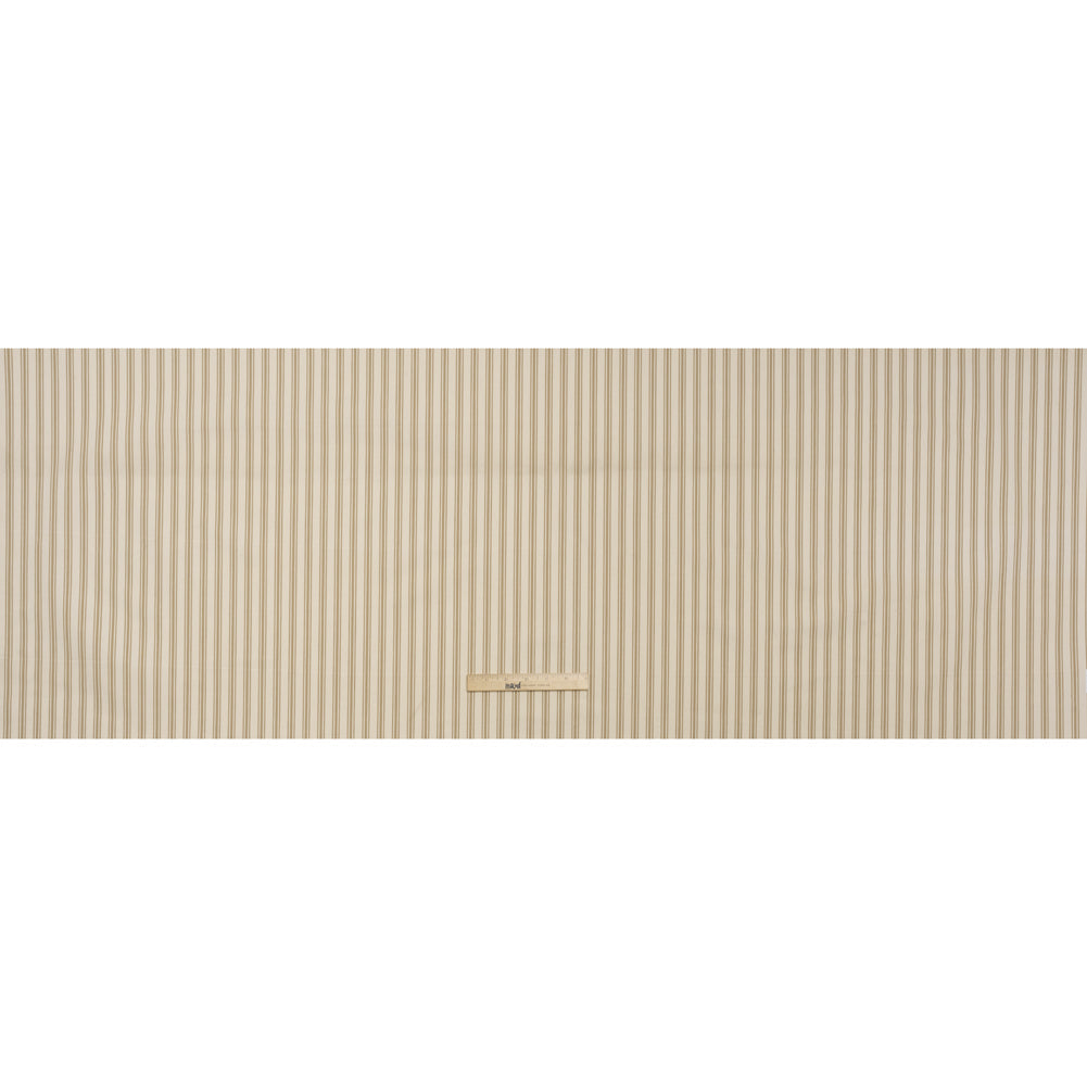 Cotton Twill - Beige and Ivory Ticking Stripes - Deadstock