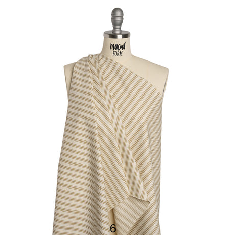 Cotton Twill - Beige and Ivory Ticking Stripes - Deadstock