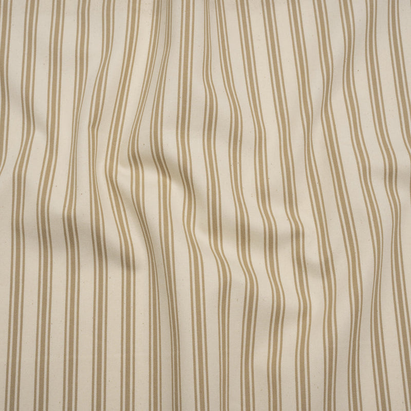 Cotton Twill - Beige and Ivory Ticking Stripes - Deadstock