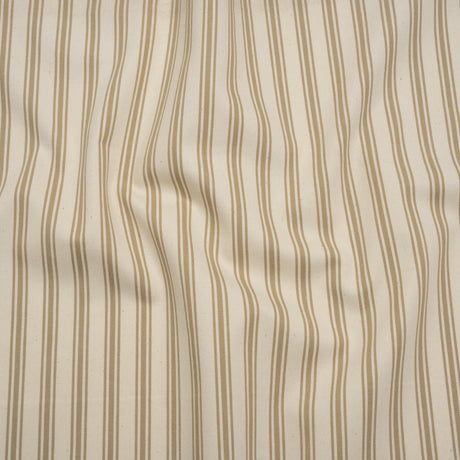 Cotton Twill - Beige and Ivory Ticking Stripes - Deadstock