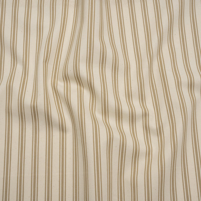 Cotton Twill - Beige and Ivory Ticking Stripes - Deadstock
