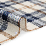 Lightweight Linen Woven - Navy, Camel Brown and Cream Plaid - Deadstock