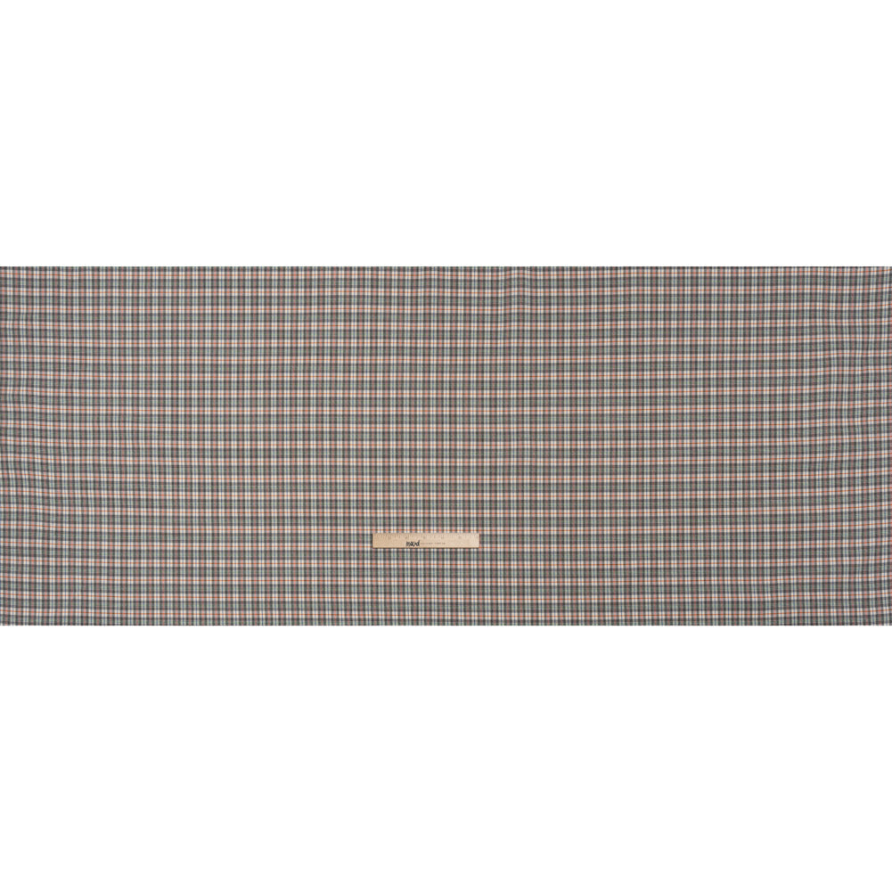 Stretch Cotton Twill - Charcoal, Cream, and Multicolor Plaid - Deadstock