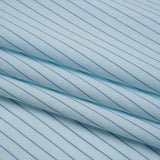 Cotton Dobby Shirting - Aqua Blue and Navy Stripes and Pluses - Deadstock