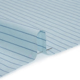 Cotton Dobby Shirting - Aqua Blue and Navy Stripes and Pluses - Deadstock