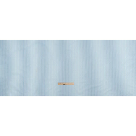 Cotton Dobby Shirting - Aqua Blue and Navy Stripes and Pluses - Deadstock