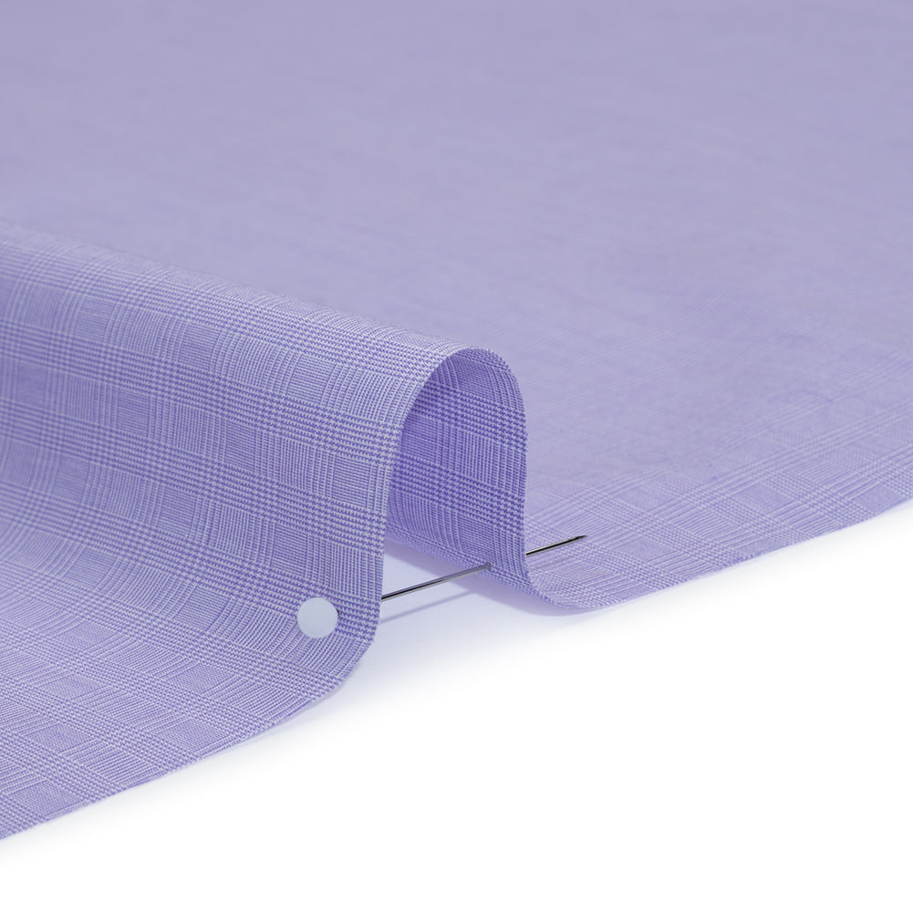 Cotton Shirting - Lilac and White Mini Glen Plaid Check - Deadstock