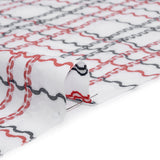 Cotton Jacquard Shirting - Navy, Red and White Wavy Lines Plaid - Deadstock