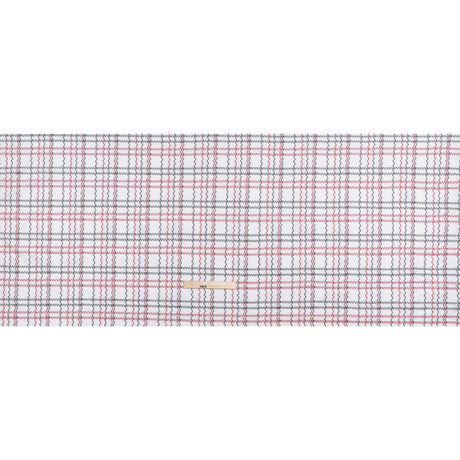 Cotton Jacquard Shirting - Navy, Red and White Wavy Lines Plaid - Deadstock