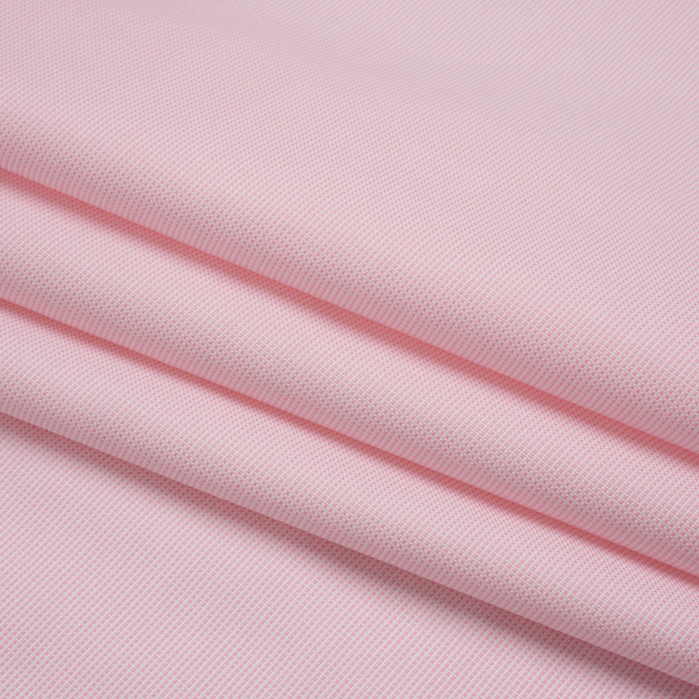 Cotton Oxford Shirting - Baby Pink and White Micro Checks - Deadstock