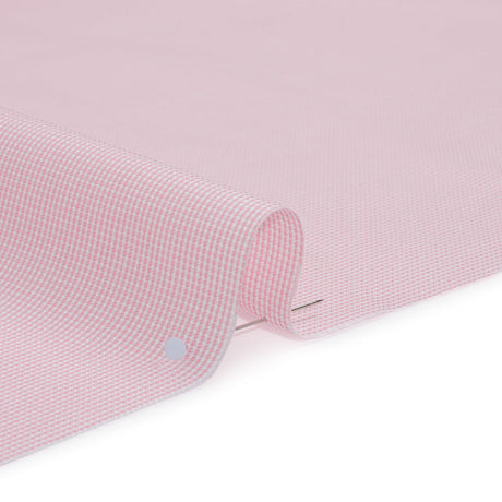 Cotton Oxford Shirting - Baby Pink and White Micro Checks - Deadstock