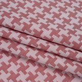 Cotton Twill Shirting - Red and White Geometric Houndstooth - Deadstock