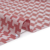 Cotton Twill Shirting - Red and White Geometric Houndstooth - Deadstock