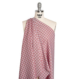 Cotton Twill Shirting - Red and White Geometric Houndstooth - Deadstock