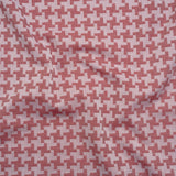 Cotton Twill Shirting - Red and White Geometric Houndstooth - Deadstock