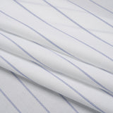 Cotton Birdseye Pique - White and Dark Blue Stripes - Deadstock