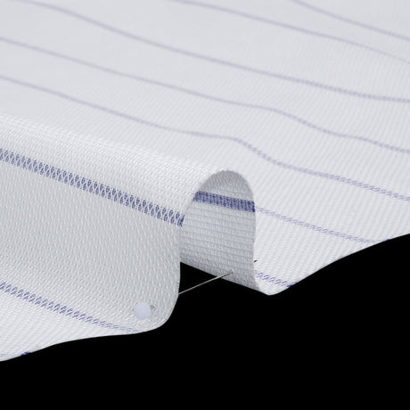 Cotton Birdseye Pique - White and Dark Blue Stripes - Deadstock