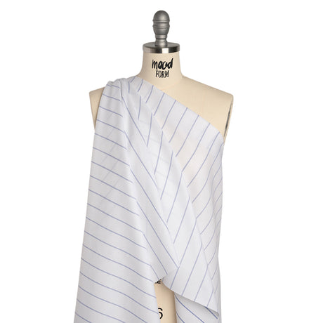 Cotton Birdseye Pique - White and Dark Blue Stripes - Deadstock