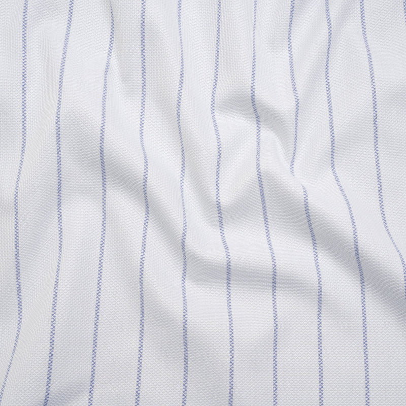 Cotton Birdseye Pique - White and Dark Blue Stripes - Deadstock