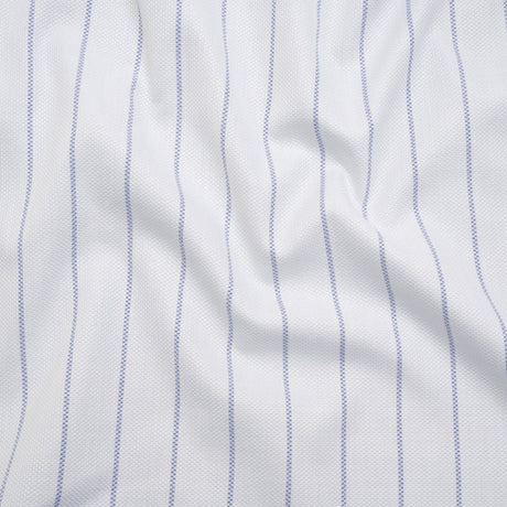 Cotton Birdseye Pique - White and Dark Blue Stripes - Deadstock
