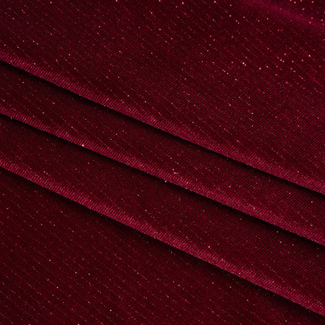 Glitter Stretch Polyester Velour - Burgundy - Designer Deadstock