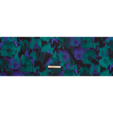 Polyester Twill Print - Emerald, Black and Ultramarine Blue Ikat Floral - Designer Deadstock