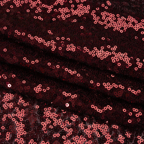 Stretch Polyester Mesh with Allover Baby Sequins - Burgundy - Designer Deadstock
