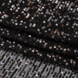 Stretch Polyester Mesh with Baby Sequins - Black and Gold Stripes - Designer Deadstock
