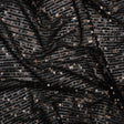 Stretch Polyester Mesh with Baby Sequins - Black and Gold Stripes - Designer Deadstock