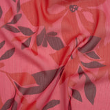 Polyester Chiffon with Metallic Pinstripes - Dark Pink, Red and Burgundy Floral - Designer Deadstock