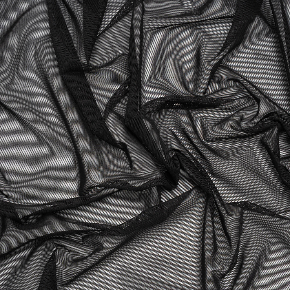 Stretch Polyester Mesh - Black - Designer Deadstock