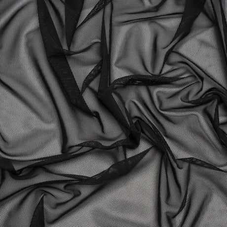 Stretch Polyester Mesh - Black - Designer Deadstock