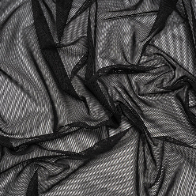 Stretch Polyester Mesh - Black - Designer Deadstock