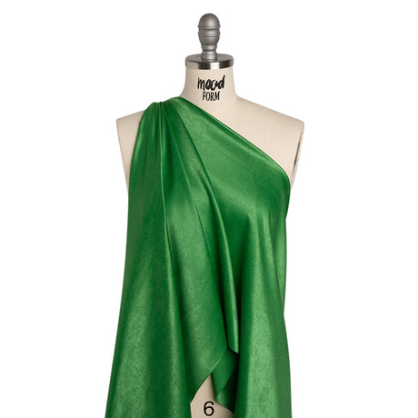 Washed Polyester Satin - Kelly Green - Designer Deadstock