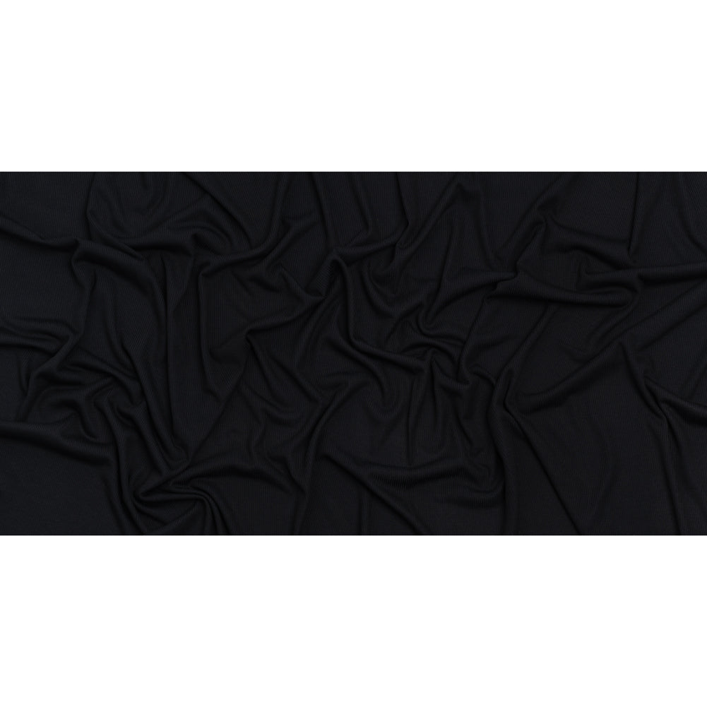 Stretch Rayon 2x2 Rib Knit - Black - Designer Deadstock