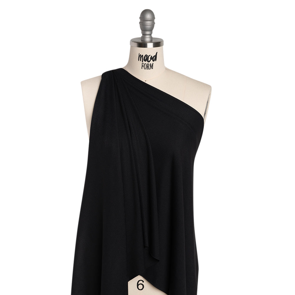 Stretch Rayon 2x2 Rib Knit - Black - Designer Deadstock