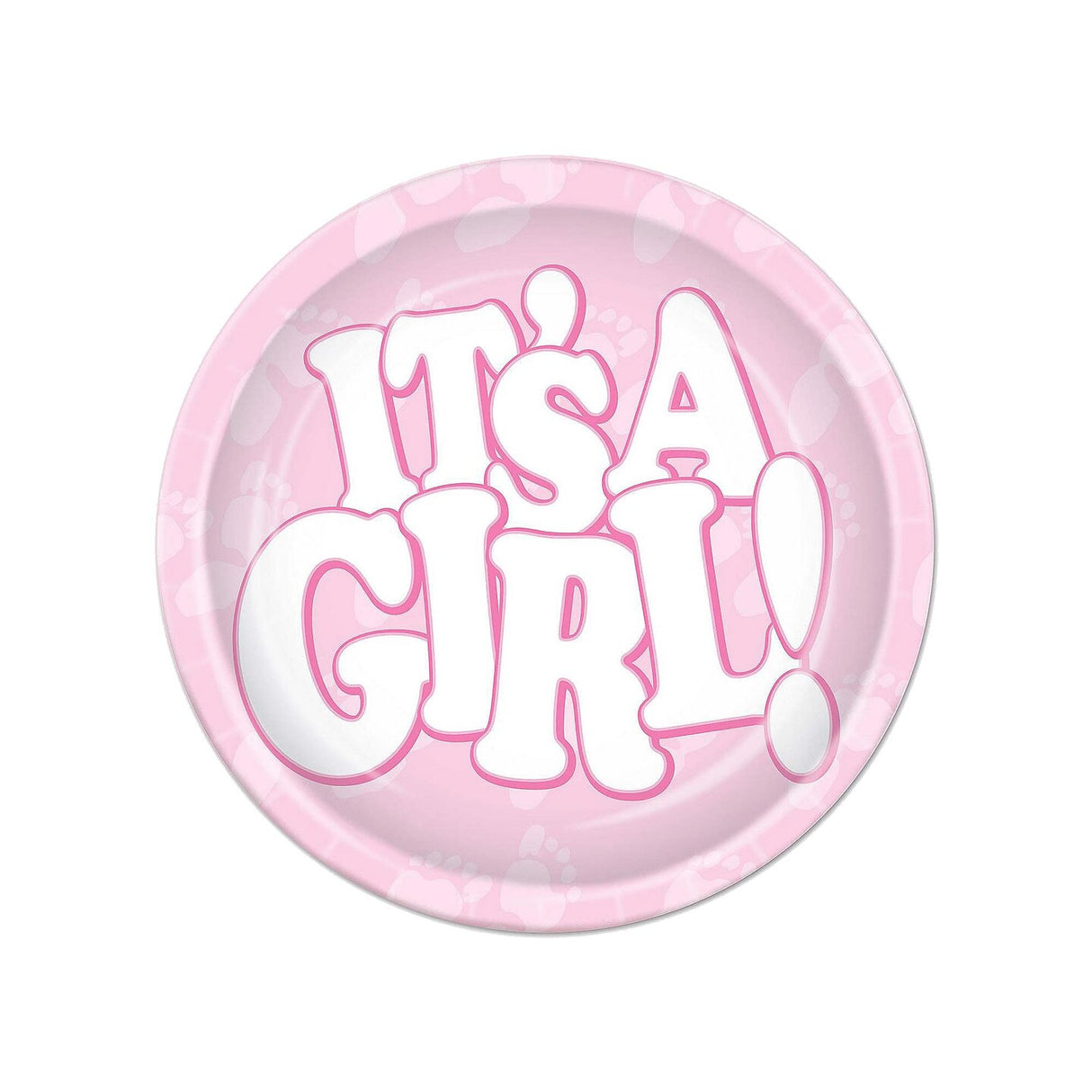 12 Pack 7" It's A Girl Plates Baby Shower Decorations Pink Disposable Tableware Set