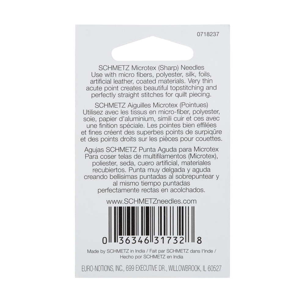 Schmetz Microtex Sharp Machine Needles - 60/8 - 5 ct