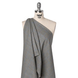 Wool Suiting Made in Italy - Black, White and Sky Blue Glen Plaid - Deadstock