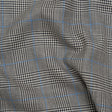 Wool Suiting Made in Italy - Black, White and Sky Blue Glen Plaid - Deadstock