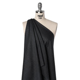 Herringbone Twill Wool Suiting by Alexander McQueen - Charcoal and White Stripes - Designer Deadstock