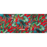 Silk Charmeuse Print 16MM, Made in Italy - Red and Green Tropical Leaves