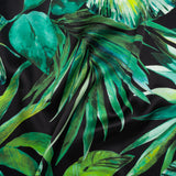 Silk Charmeuse Print 16MM, Made in Italy - Black and Green Tropical Leaves