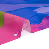 Silk Charmeuse Print 16MM, Made in Italy - Pink, Blue and Green Painterly Flowers