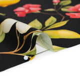 Silk Charmeuse Print 16MM, Made in Italy - Black, Green and Yellow Blossoming Lemon Tree