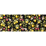 Silk Charmeuse Print 16MM, Made in Italy - Black, Green and Yellow Blossoming Lemon Tree