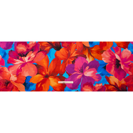 Silk Charmeuse Print 16MM, Made in Italy - Bright Pink, Coral Orange and Blue Painterly Flowers