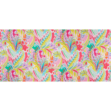 Silk Charmeuse Print 16MM, Made in Italy - White, Yellow and Purple Painterly Ikat Paisley